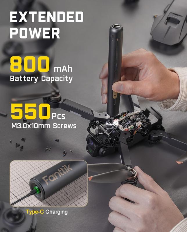 Fanttik E2 Ultra Mini Cordless Screwdriver – 50 Magnetic Bits, 0.6N.M Torque