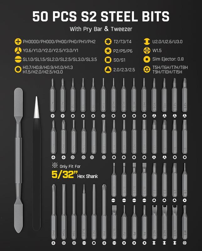 Fanttik E2 Ultra Mini Cordless Screwdriver – 50 Magnetic Bits, 0.6N.M Torque